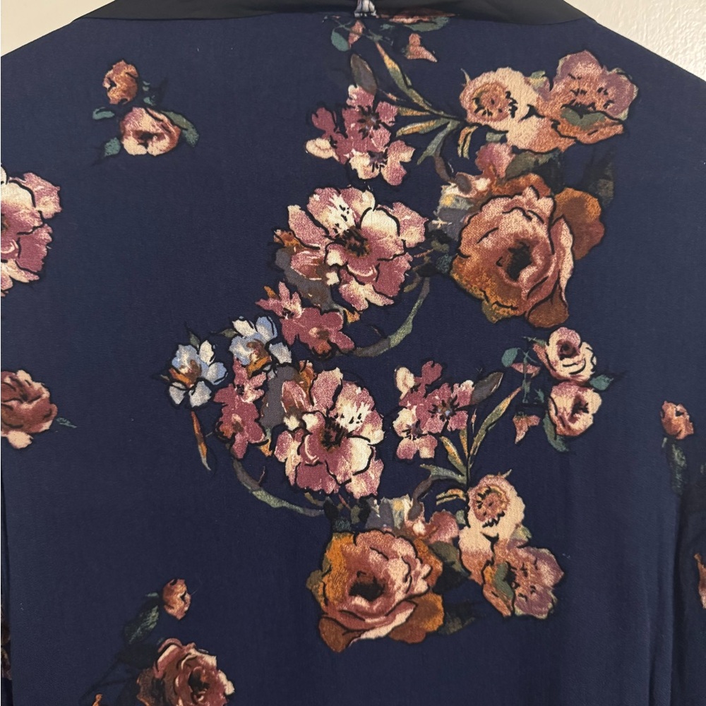 Navy Floral Long Sleeve Blouse - Picture 6 of 12